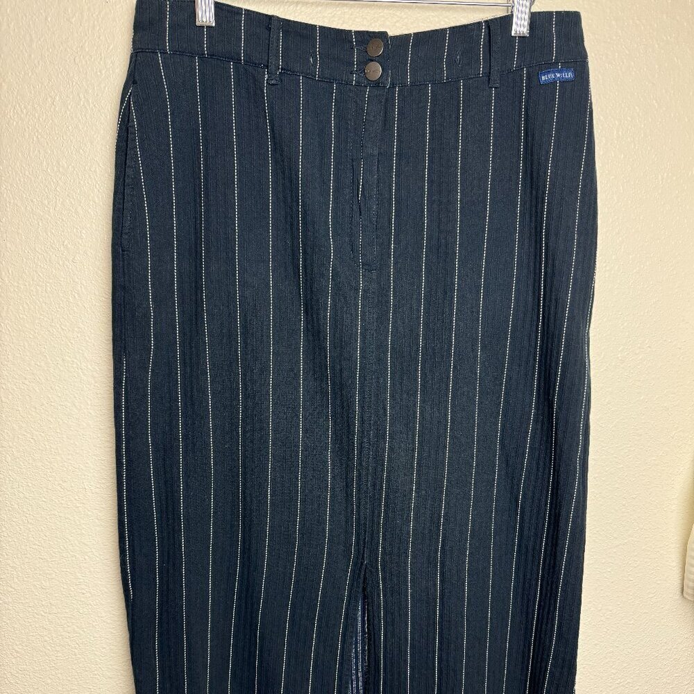 Blue Willi’s  Textured Striped Dark Blue Denim Maxi Skirt Size L